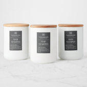 黒モノグラムパーソナライズされたヘアシャンプーラベル フードラベル (ボトル)