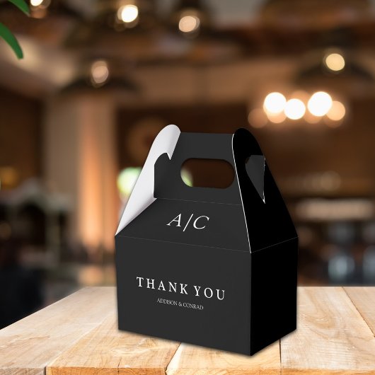 黒モノグラムモダン結婚式の引き出物ボックス フェイバーボックス