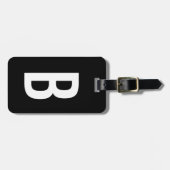 黒モノグラム無地のイニシャル旅行荷物タグ ラゲッジタグ (正面横)