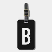 黒モノグラム無地のイニシャル旅行荷物タグ ラゲッジタグ (正面縦)