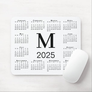 黒モノグラム2025カレンダー（白） マウスパッド