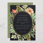 黒モモ砂漠の多肉性のサボテン結婚の葉 招待状 (正面/裏面)