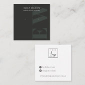 黒モ素朴ノグラはっきりしたムスタッドイヤリングディスプレイ スクエア名刺 (正面/裏面)