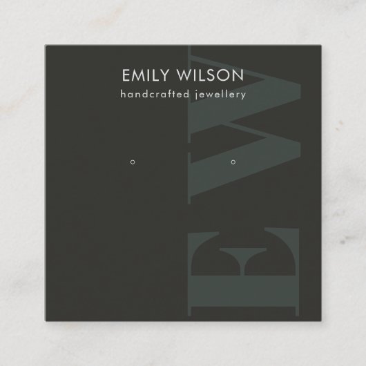 黒モ素朴ノグラはっきりしたムスタッドイヤリングディスプレイ スクエア名刺 (正面)