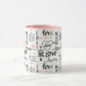 黒ユニークとピンクのハートがバレンタインデーを愛 マグカップ (中央)