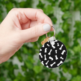 黒ユニークと白のチェスの駒のパターン キーホルダー