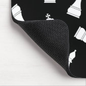 黒ユニークと白のチェスの駒のパターン マウスパッド (コーナー)