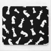 黒ユニークと白のチェスの駒のパターン マウスパッド (正面)