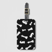 黒ユニークと白のチェスの駒のパターン ラゲッジタグ (正面縦)
