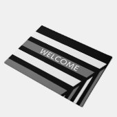 黒ユニークと白のパターン ドアマット (アングル)