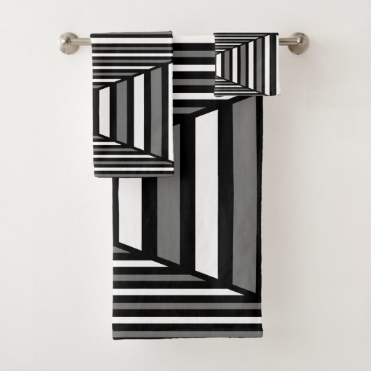 黒ユニークと白のパターン バスタオルセット (インサイチュ)