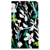 黒ユニークと白のフローラと明るい色のアクセント スモールペーパーバッグ (裏面)