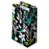 黒ユニークと白のフローラと明るい色のアクセント スモールペーパーバッグ (裏面アングル)