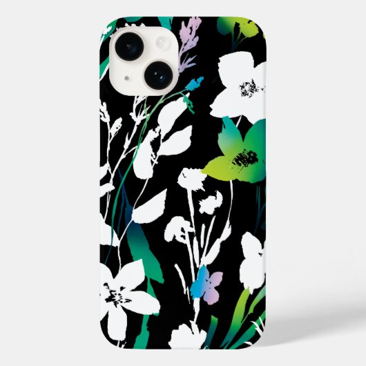 黒ユニークと白のフローラと明るい色のアクセント Case-Mate iPhoneケース (裏面)