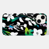 黒ユニークと白のフローラと明るい色のアクセント Case-Mate iPhoneケース (裏面 (横))