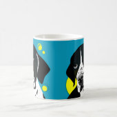 黒ユニークと白のポインタ犬のマグカップ コーヒーマグカップ (中央)