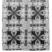 黒ユニークと白のレースのルックパターン シャワーカーテン (正面)