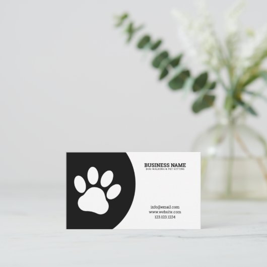 黒ユニークと白独身のの足のドッグウォーカー 名刺 (スタンド正面)