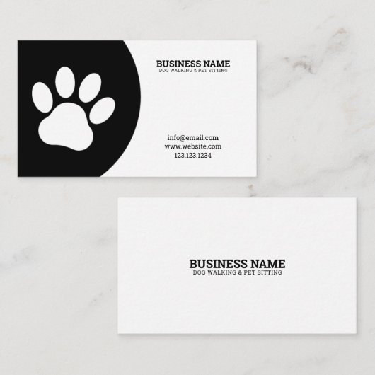黒ユニークと白独身のの足のドッグウォーカー 名刺 (正面/裏面)