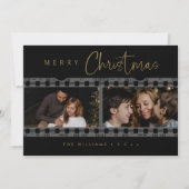黒ユニークと金ゴールドのクリスマスフォト シーズンカード (正面)