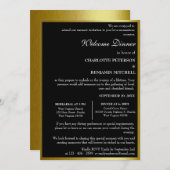 黒ユニークと金ゴールドのリハーサルディナー 招待状 (正面/裏面)