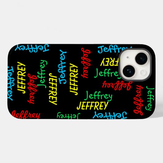 黒ユニークのおもしろい繰り返し名パーソナライズされた、 Case-Mate iPhoneケース (裏面 (横))