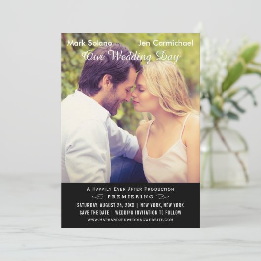 黒ユニークの映画結婚ポスター写真 セーブザデート (スタンド正面)