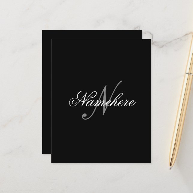 黒ユニークパーソナライズされた名モノグラム (正面/裏面インサイチュ)