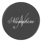 黒ユニークパーソナライズされた名モノグラム アイスホッケーパック (正面)