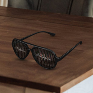 黒ユニークパーソナライズされた名モノグラム アビエーターサングラス