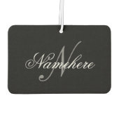 黒ユニークパーソナライズされた名モノグラム カーエアーフレッシュナー (裏面)