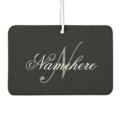 黒ユニークパーソナライズされた名モノグラム カーエアーフレッシュナー (正面)