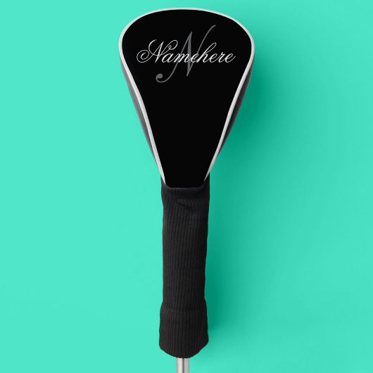 黒ユニークパーソナライズされた名モノグラム ゴルフヘッドカバー