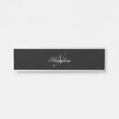 黒ユニークパーソナライズされた名モノグラム サインプレート (正面)