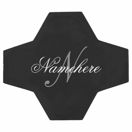 黒ユニークパーソナライズされた名モノグラム サッカーボール (フラット)