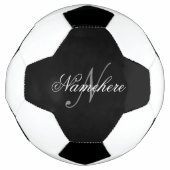 黒ユニークパーソナライズされた名モノグラム サッカーボール (正面)