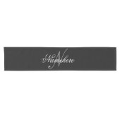 黒ユニークパーソナライズされた名モノグラム ショートテーブルランナー (横)