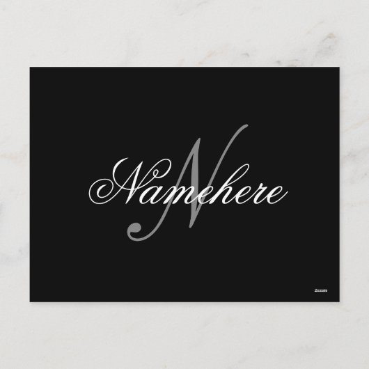 黒ユニークパーソナライズされた名モノグラム シーズンポストカード (裏面)