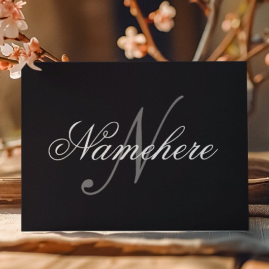 黒ユニークパーソナライズされた名モノグラム シーズンポストカード