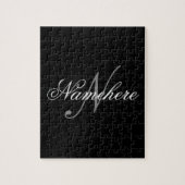 黒ユニークパーソナライズされた名モノグラム ジグソーパズル (縦)