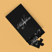 黒ユニークパーソナライズされた名モノグラム ジグソーパズル