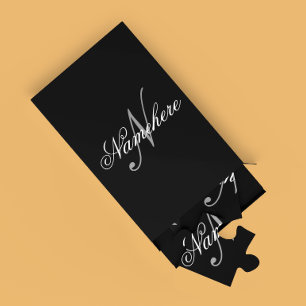 黒ユニークパーソナライズされた名モノグラム ジグソーパズル