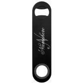 黒ユニークパーソナライズされた名モノグラム スピード栓抜き (裏面)