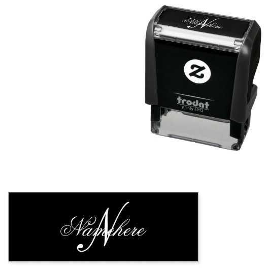 黒ユニークパーソナライズされた名モノグラム セルフインキングスタンプ (インサイチュ)