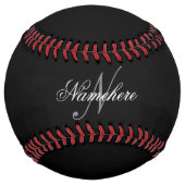 黒ユニークパーソナライズされた名モノグラム ソフトボール (正面)