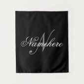 黒ユニークパーソナライズされた名モノグラム タペストリー (正面)