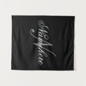 黒ユニークパーソナライズされた名モノグラム タペストリー (正面(横))