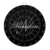 黒ユニークパーソナライズされた名モノグラム ダーツボード (正面)