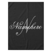 黒ユニークパーソナライズされた名モノグラム テーブルクロス (正面)