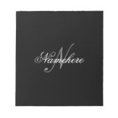 黒ユニークパーソナライズされた名モノグラム ノートパッド (正面)